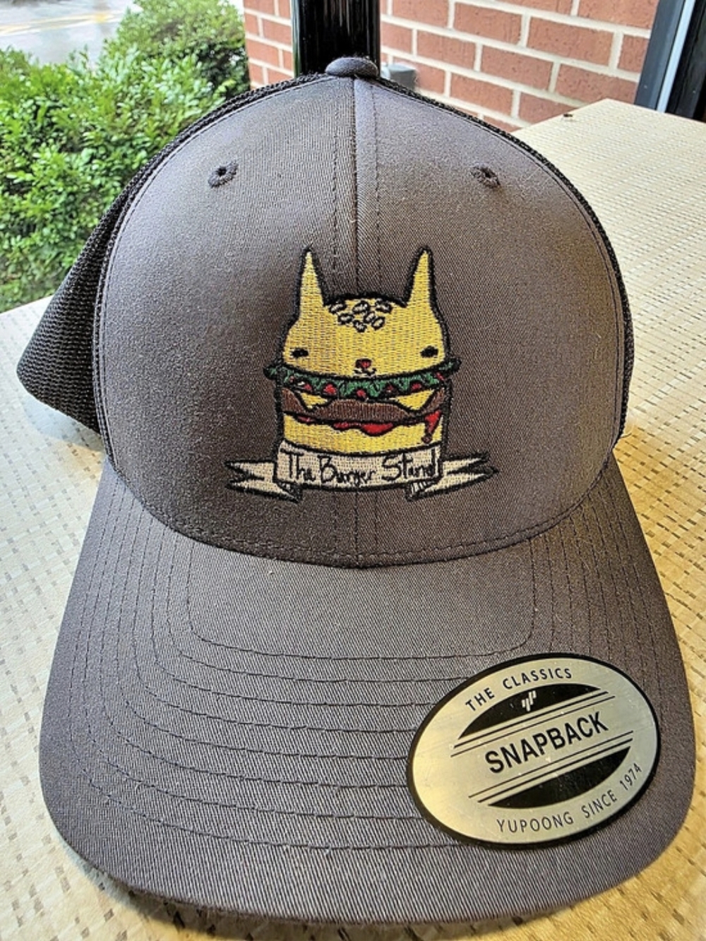 Yupoong Gray & Black Embroidered Snapback Trucker Hat